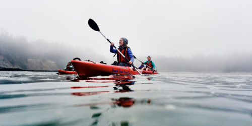 kayaking fog Coos Bay Justin Myers